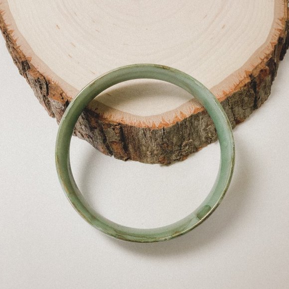 Faux Green + Gold Liquid Marble Bangle Bracelet - Picture 5 of 10